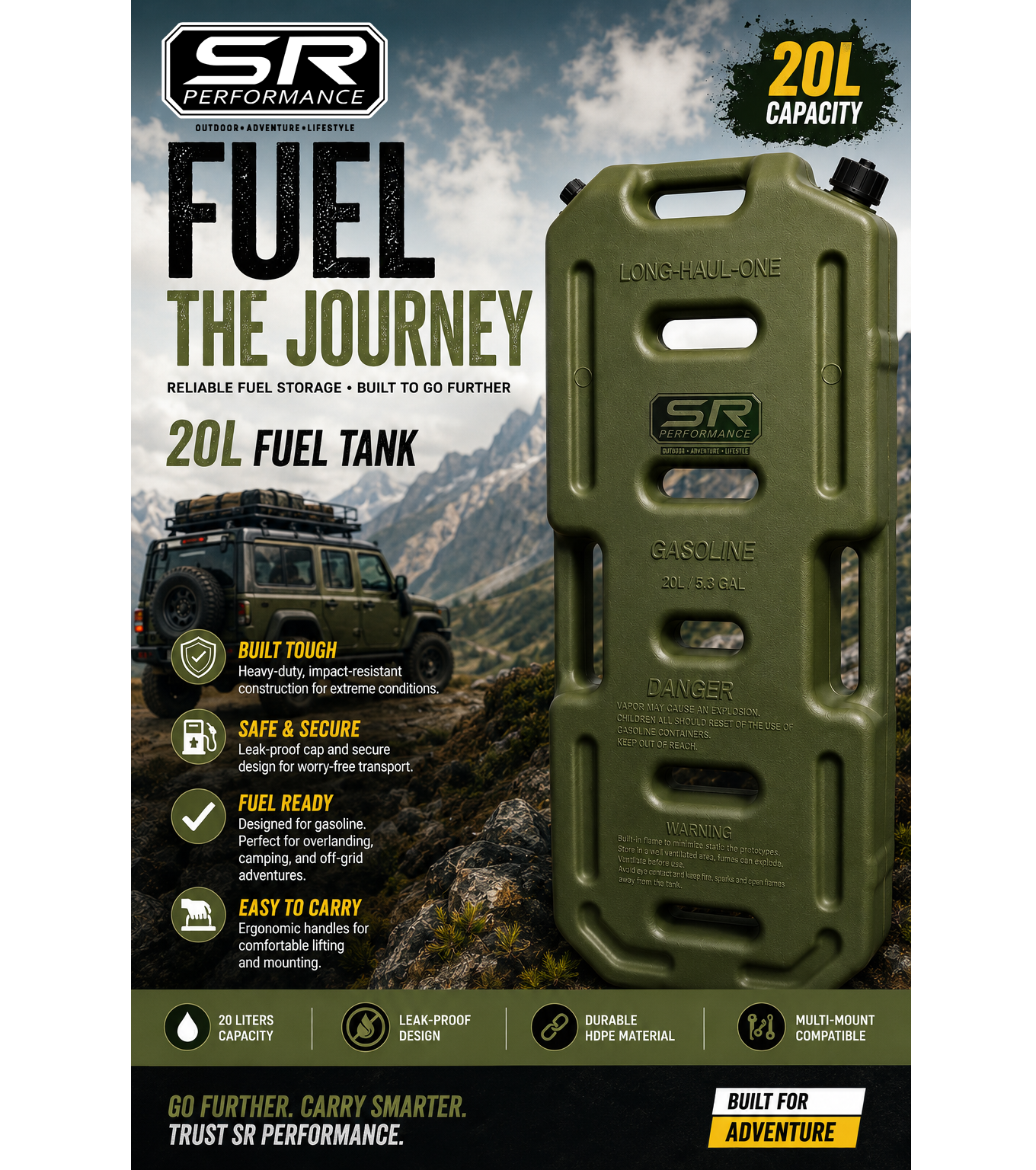 UNIVERSAL FUEL TANK 20L ARMY GREEN